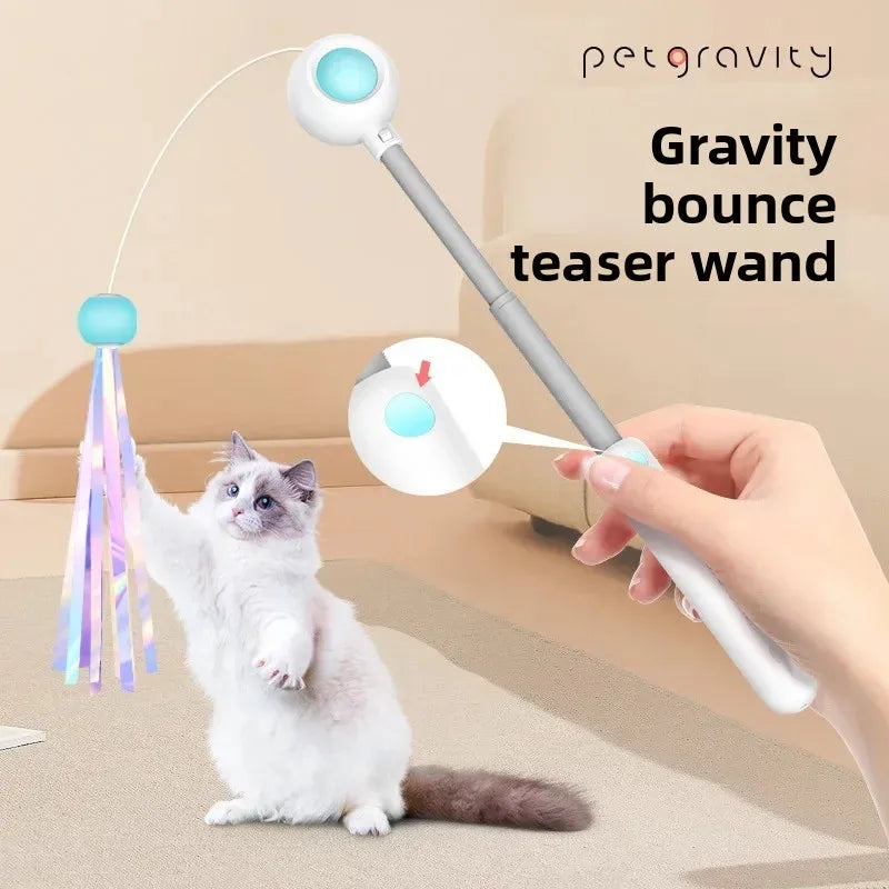 Gravity Cat Wand Interactive Feline Toy Self Play Feather Bell  Catnip Kitten Entertainment Pet Accessory Playtime Wand Fun Toy