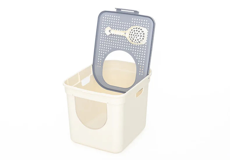 Large Enclosed Cat Litter Box Top Entry Anti Splash Single Extra Big Pet Toilet