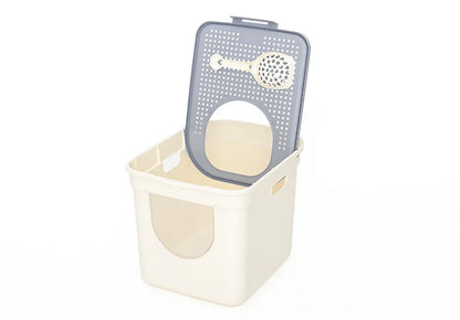 Large Enclosed Cat Litter Box Top Entry Anti Splash Single Extra Big Pet Toilet