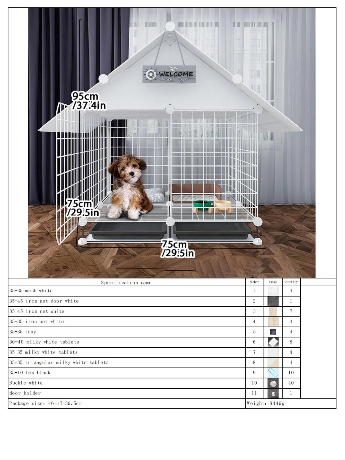 Indoor Dog Cage Villa with Toilet Small Dog Shelter for Pomeranian And Teddy Dogs Family Pet Cage with Tray