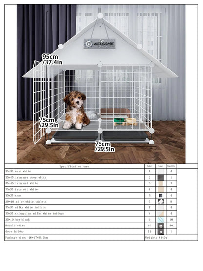 Indoor Dog Cage Villa with Toilet Small Dog Shelter for Pomeranian And Teddy Dogs Family Pet Cage with Tray