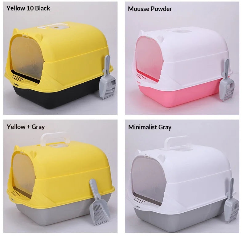 Cleaning Cat Litter Box Large Enclosed Anti Splash UV Sterilization Odor Control Pet Toilet Cat Supplies Cat Litter Catcher