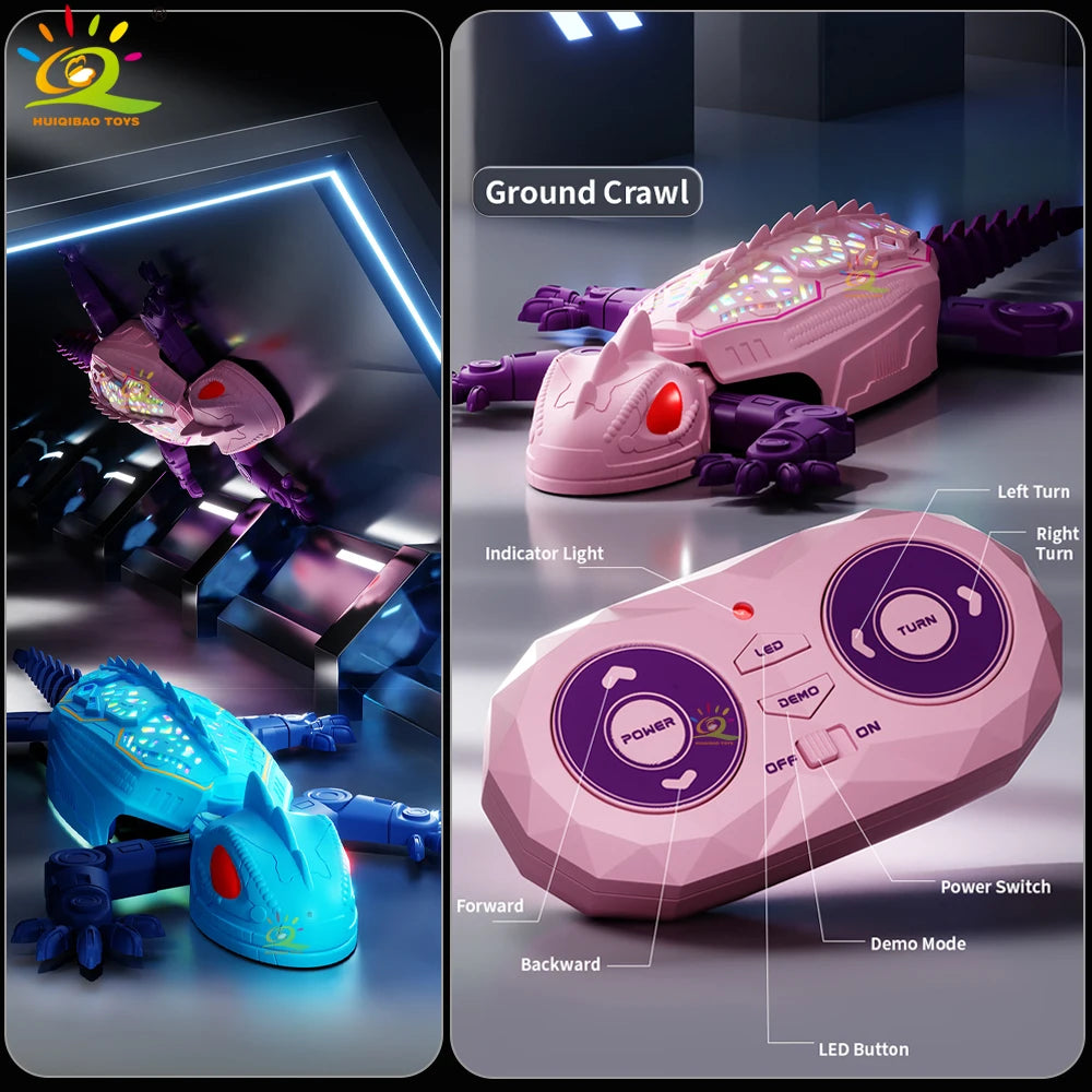 RC Electric Gecko Toy  Features Colorful Lights, Wall-Climbing Capability, and 360° Rotation—A Creative Gift for Kids
