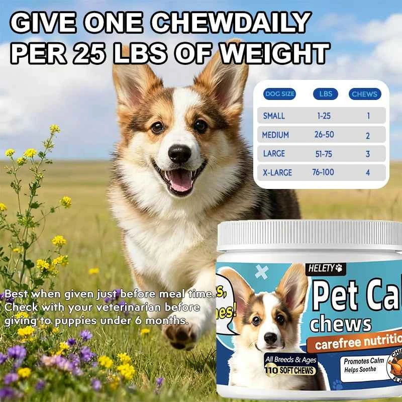 Calming Chews for Dogs with Melatonin -  Puppy & Large Pet Treats - Composure Calming Chews for Stress & Relaxation, 110 Count