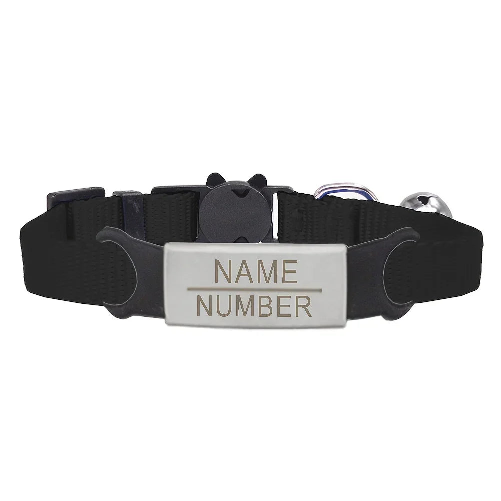 Personalized Cute ID Tag Cat Collar - Safe Breakaway Design with Engraved Name Phone Number Ideal Gift for Cat Lovers Pet Owners