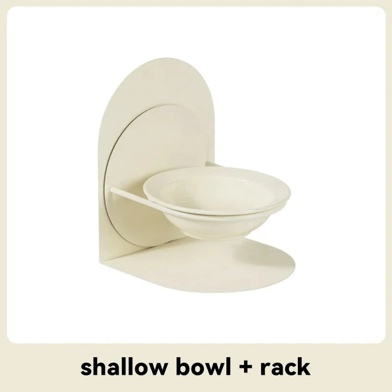Detachable Pet Cat and Dog Bowl Protects Cervical Vertebrae Against Upset Height Adjustable Pet Ceramic Bowl