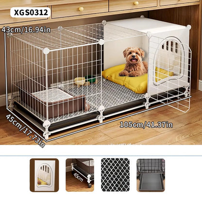 Dog Cage for Small and Medium-Sized Dogs, Indoor Household Use, Teddy Bichon Dog House with Tray, Integrated Toilet, Cat Cage, Dog Fence