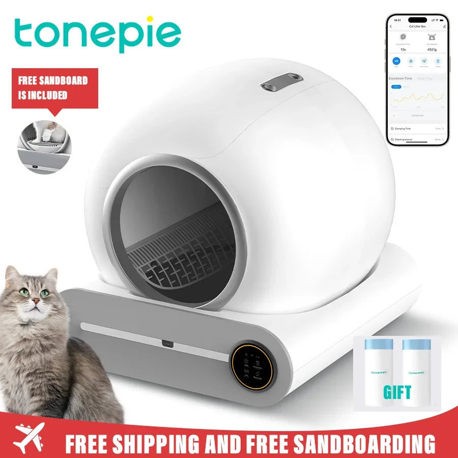 Smart Litter Box Automatic Self-Cleaning Cat Toilet - Electric Large-Sized Cat Sand Box with AI Remote Control