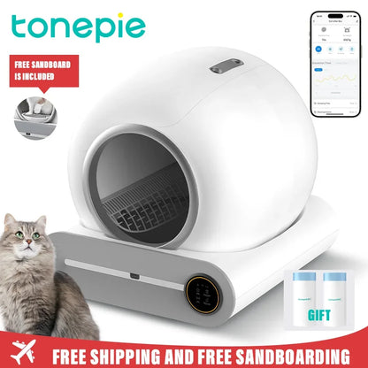 Smart Litter Box Automatic Self-Cleaning Cat Toilet - Electric Large-Sized Cat Sand Box with AI Remote Control