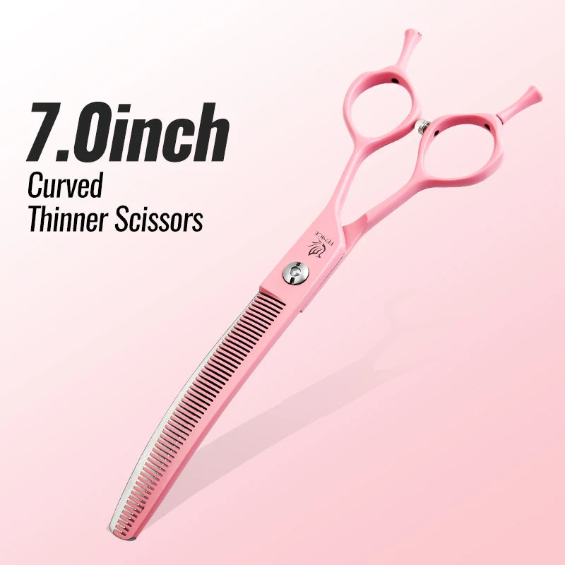 Fenice Dog Beauty Scissors Colorful 6.5/7/7.5 inch JP440C Professional Dog Grooming Scissors Curved Thinner Chunker Shears Tools
