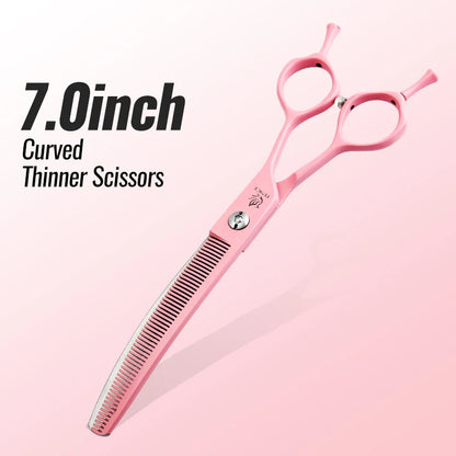 Fenice Dog Beauty Scissors Colorful 6.5/7/7.5 inch JP440C Professional Dog Grooming Scissors Curved Thinner Chunker Shears Tools