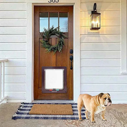 Cat Flap Door with 4 Way Security Lock Puppy Kitten Safety In&out Pet Door ABS Plastic Small Pet Gate Dog Cat Kitten Flap Door
