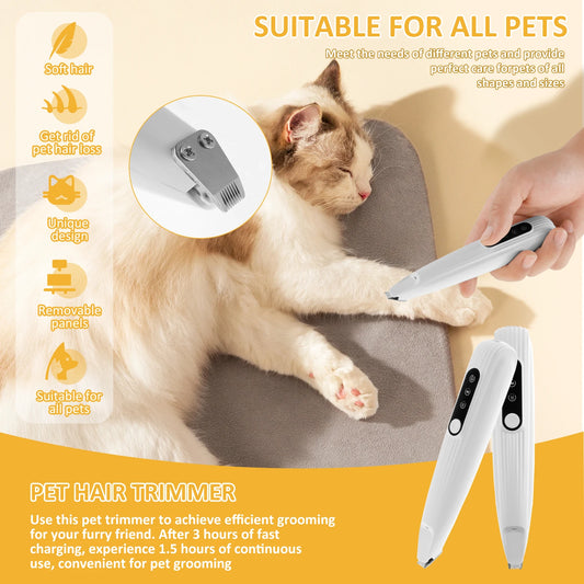 Professional Dog Grooming Clippers with LED Light USB Rechargeable Low Noise Dog Paw Clippers Portable Pet Hair Trimming Tool - Pet Suppie