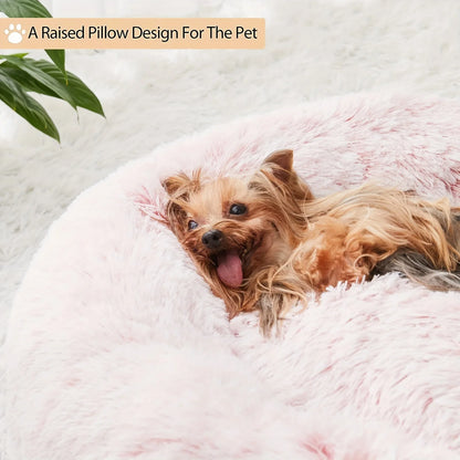 40-120cm Round Long Plush Dog Kennel Winter Warm Pet Sleeping Bed Dog House Dogs Cat Kennel Cushion Soft Sofa Pets Accessories