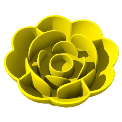 Pet Supplies Silicone Slow Food Bowl Rose Shape Dog Bowl Cat Anti-Choking and Anti-Knocking Food Bowl with Suction Cup