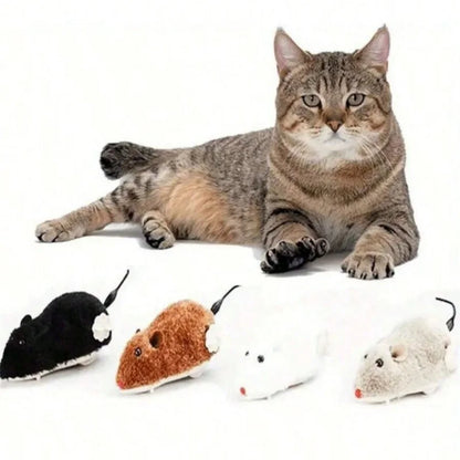 4 Color Cat Toys Wind-up Plush Mouse Toy for Cats and Dogs - Mechanical Movement Cloth Mouse, No Batteries Required