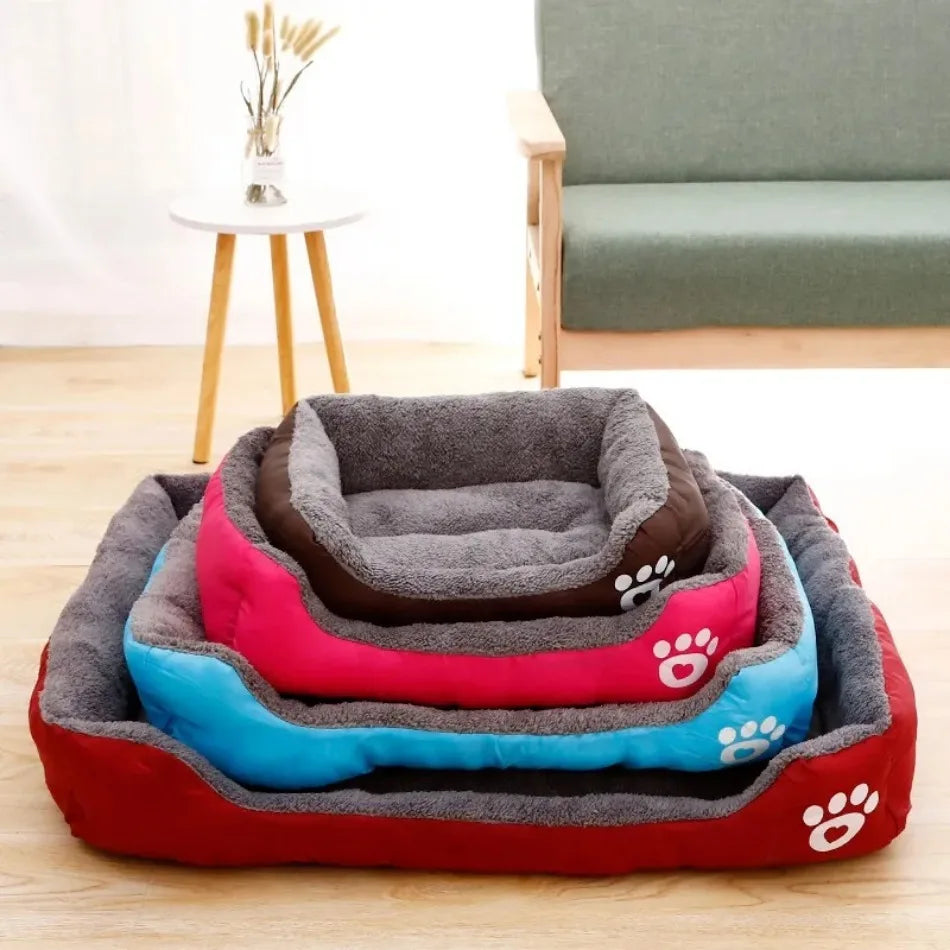 Large Winter Dog Bed Square Plush Cat Nest Kennel All Season Washable Dog Sofa Waterproof Mattress Cat Bed for Medium Dogs
