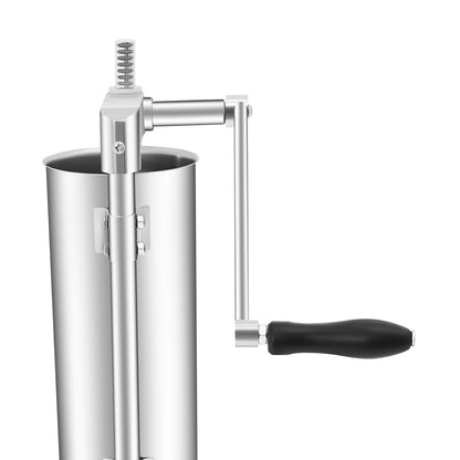3L Vertical Manual Sausage Stuffer Machine Stainless Steel Sausage Maker with 4 Steel Tubes&7 PE Tubes Sausage Meat Filling Tool