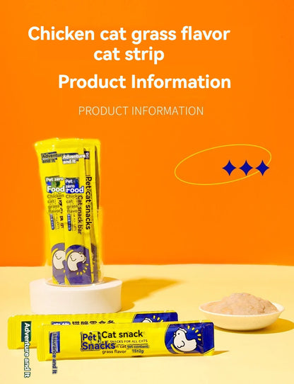 Cat grass cat strips chicken flavor cat snacks 15 grams per adult cat kitten nutrition supplement cat strips cat wet food