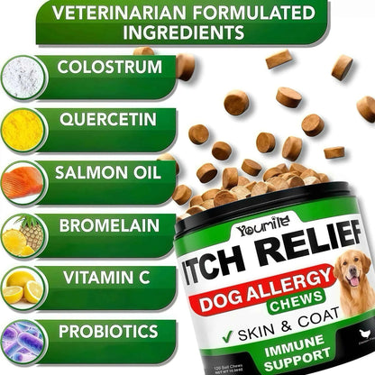 Dog Itch Relief Allergy Chews, Dog Itching, Used For Immune Support+Gut Health+Soothing Skin Itching And Ear Itching+Dog