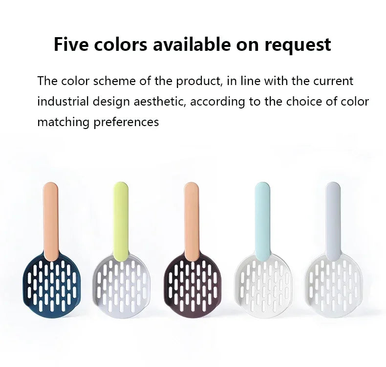 Cat Litter Scoop Set with Base Long Handle Clashing Cat Poop Tool High-Grade ABS Plastic Durable Kitten Toilet Cleaning Tool Pet