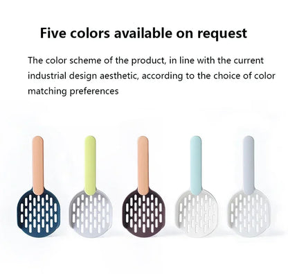 Cat Litter Scoop Set with Base Long Handle Clashing Cat Poop Tool High-Grade ABS Plastic Durable Kitten Toilet Cleaning Tool Pet