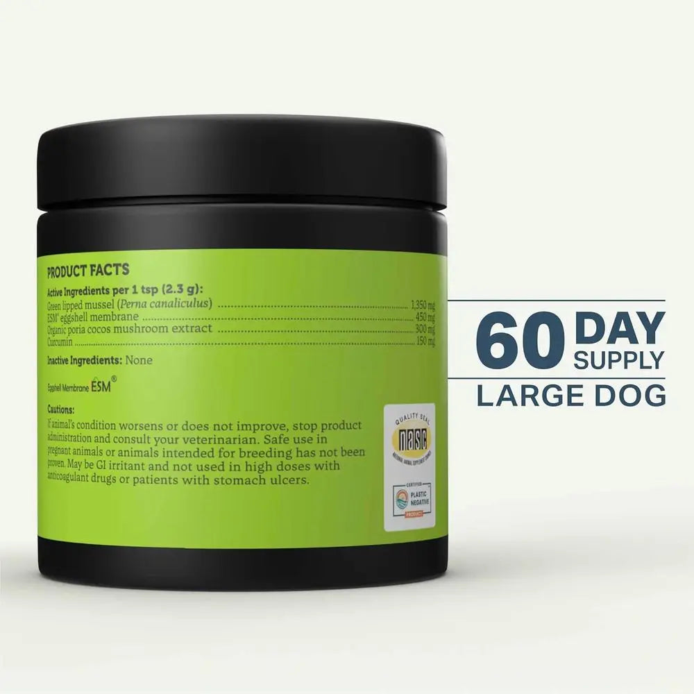 Hip & Joint - Joint Supplement for Dogs with Green Lipped Mussel, Eggshell Membrane and Curcumin - Veterinarian Formulated - 60
