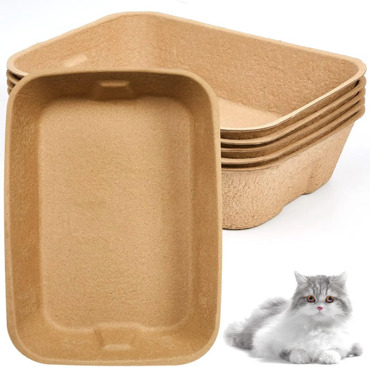 5 Pack Large Disposable Cat Litter Boxes, 16.1 x 11.2 x 3.7 in, for Cats, Hamsters, Guinea Pigs, Rabbits & Small Pets