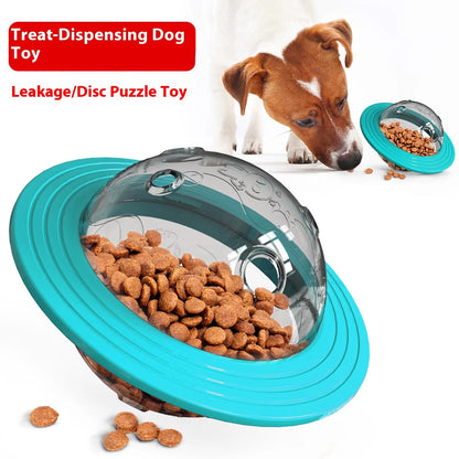 Chew Proof Flying Saucer Dog Toy - Unbreakable UFO Treat Dispenser Wobble Ball Food Feeder for Powerful Chewers