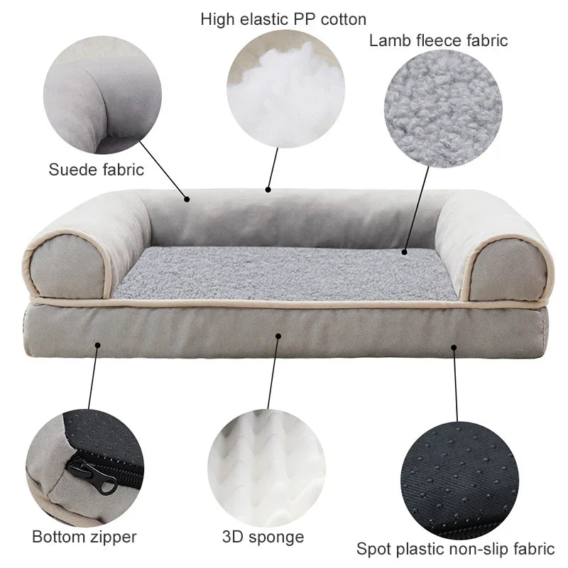 Winter Pet Dog Bed Sofa Deep Sleep Memory Foam Puppy Soft Plush Comfortable Bed Medium Large Square Thickened Warm Mat Kennel