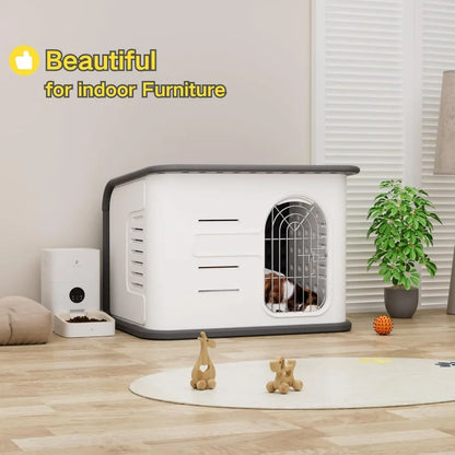 DoubleWall Insulated Plastic Dog House for Outdoor and Indoor Use Waterproof and Durable Shelter with Elevated Floor and Air Ve
