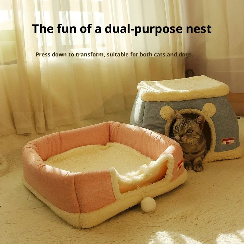New 360 Degree Fully Enclosed Electric Heating Cat and Dog House Cat Nest Winter Warmth Constant Temperature Cat Beds Blanket