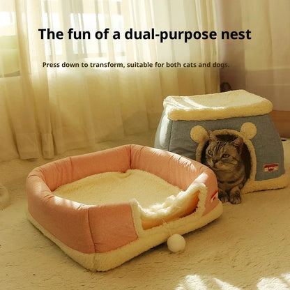 New 360 Degree Fully Enclosed Electric Heating Cat and Dog House Cat Nest Winter Warmth Constant Temperature Cat Beds Blanket