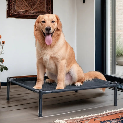 Foldable Elevated Pet Bed - Portable Camping Dog/Cat Bed with Washable Mat, Breathable Dog House for All Seasons