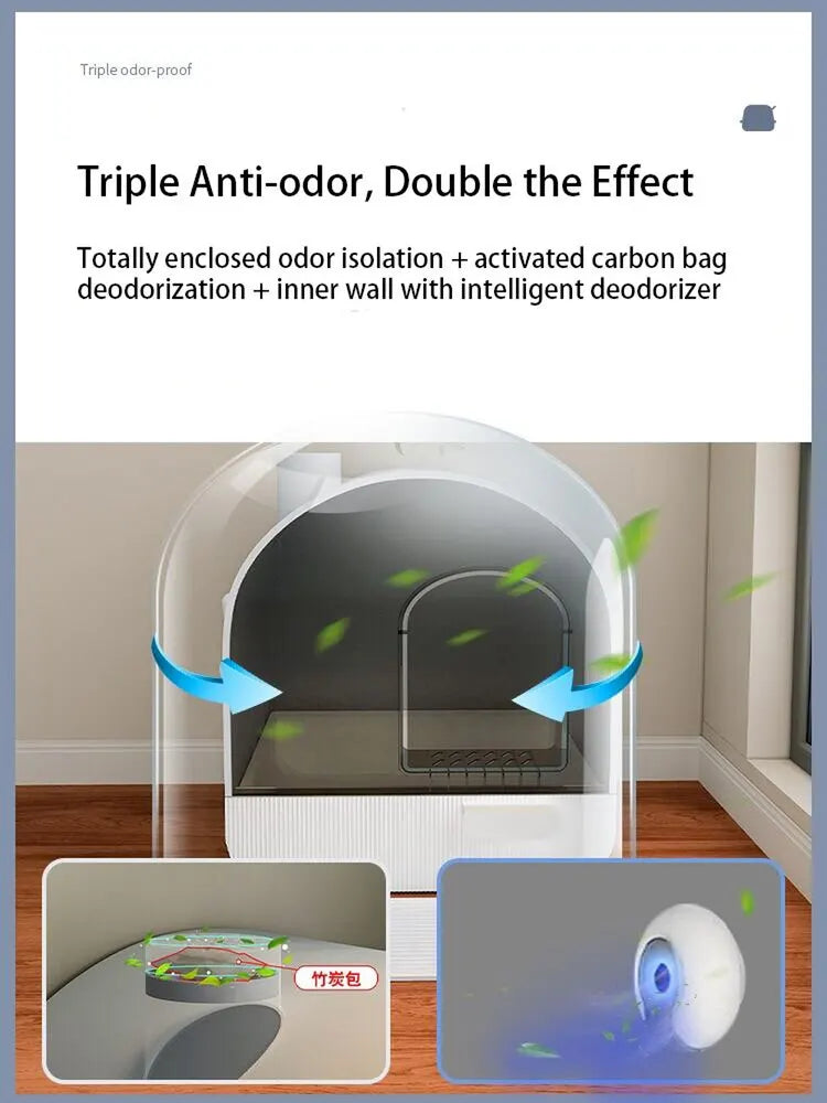 Fully Enclosed Cat Toilet Automatic Whole House Deodorizing Sterilization Type Smart Cat Litter Box Extra Large Splash-Proof
