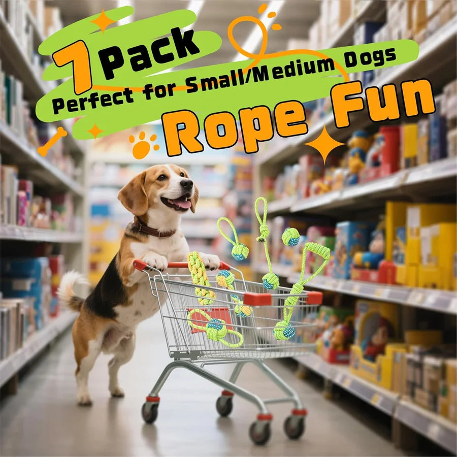 [1/7 Pack] Dog Tug Rope Toys, Strong Durable Chew Toys for Aggressive Chewers, Interactive Fetch Toys for All Size Dogs