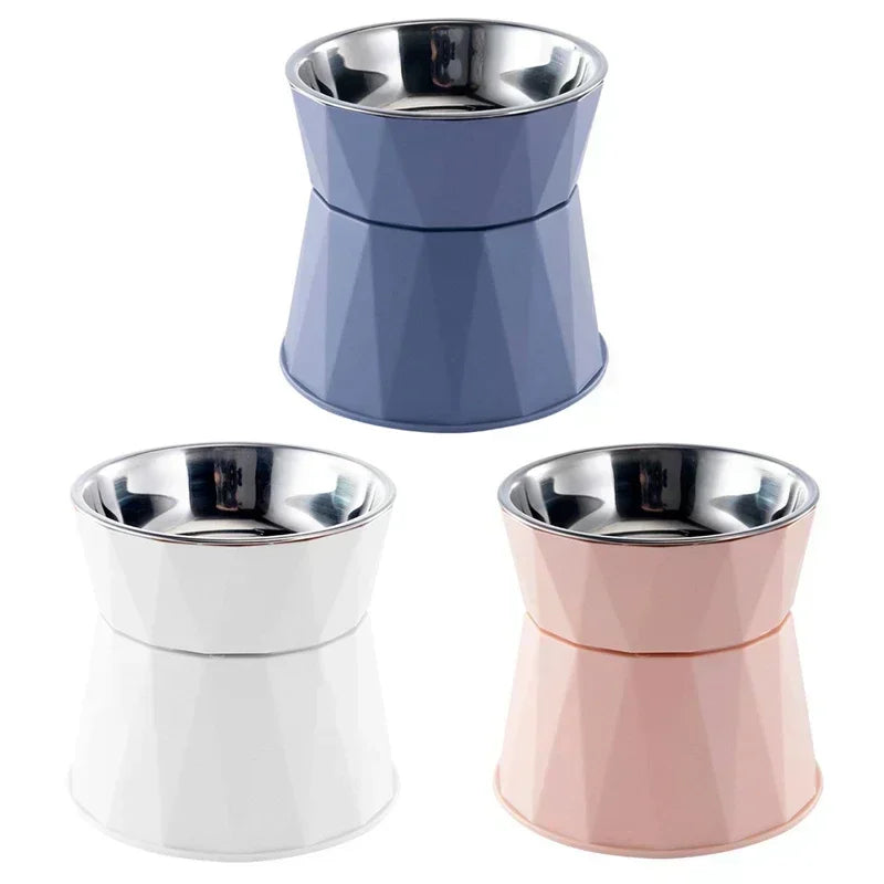 Pet supplies cat food bowl raised pet puppy feeder water bowl stainless steel cat water feed dish pet eating cat