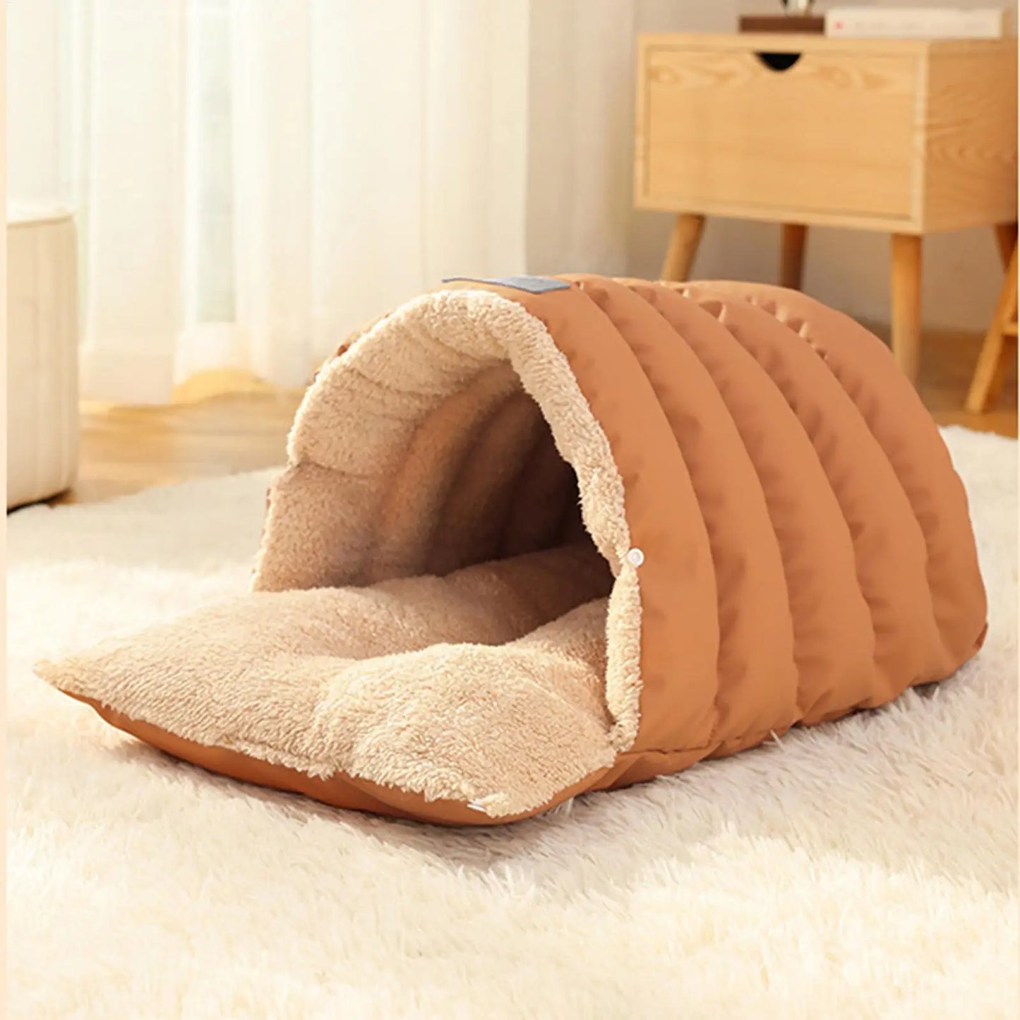 Semi Enclosed Pet Cave Bed Warm Comfortable Windproof Sleeping Sack Washable Pet Nest for Cats Small Dogs Indoor Outdoor