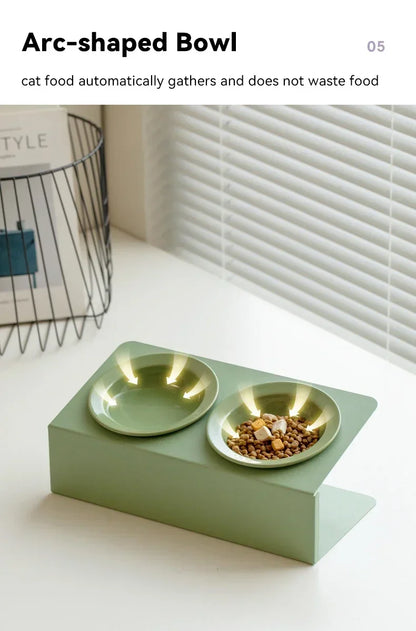 Cat Double Ceramic Bowl with Iron Stand Pet Elevated Raised Food Water Bowls Small Dogs Drinking Eating Feeding Supplies