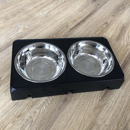 Dog Feeder Stand Elevated Adjustable, Stainless Steel Bowls Double, Raised Food Water Bowls for Small Medium Large Dogs