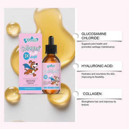 60ml Dog Pet Drops Gentle Care Supplement To Maintain Healthy Coat and Skin Dog Collagen Drops Gentle Formula for Coat & Skin