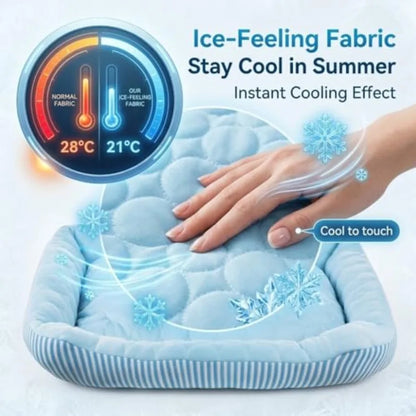 Cooling Dog Bed for Dogs Breathable Dog Cooling Mat with Self Cooling Ice Silk Fabric Washable Summer Pet Bed for Indoor Outdoo