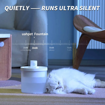 Uahpet Wireless Battery Operated Automatic Cat Pet Water Fountain 67oz 2L Ultra Quiet Cat Water Dispenser for Cats and Small Dog
