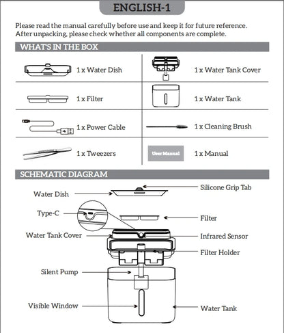 Pet Water Fountain Filter, Wireless Sensor Drinker, Pet Feeder for Cat and Dog, Water Dispenser, Auto Drinking Fountain
