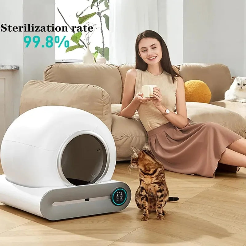 Smart Litter Box Automatic Self-Cleaning Cat Toilet - Electric Large-Sized Cat Sand Box with AI Remote Control