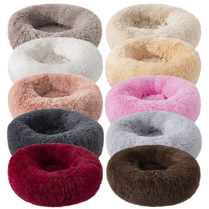 Round Cat Beds House Soft Long Plush Bed For Dogs Basket Pet Products Cushion Cat Bed Cat Mat Sleeping Sofa, Suitable For Winter