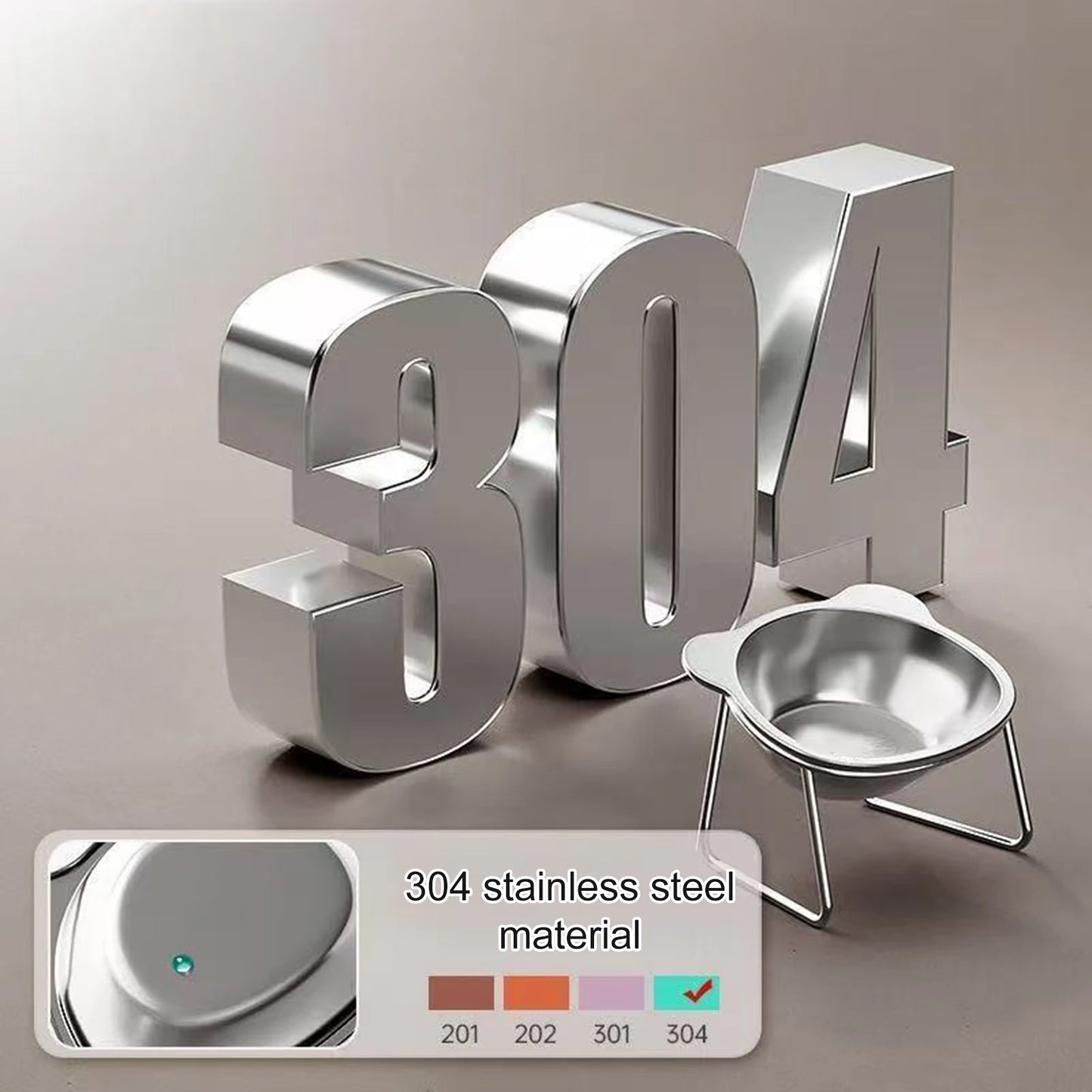 Elevated Cat Bowls for Small Dogs 5.9" Indoor Stainless Steel Raised Cat Bowl for Food Water 15° Titled Anti-Vomiting Dog Dishes