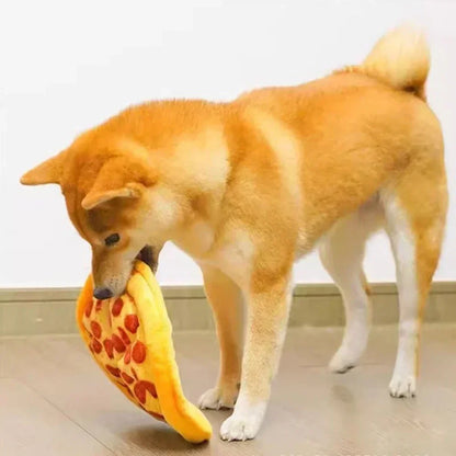 Dog Toy Plush Pizza Shape Pet Squeaky Sound Toys for Small Large Dogs Puppy Teeth Cleaning Chew Toy Pet Supplies