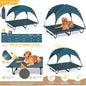 Large 47 Dog Cot with Removable Canopy, Elevated Cooling Bed for Big Dogs, Washable Mesh, Indoor/Outdoor Pet Bed