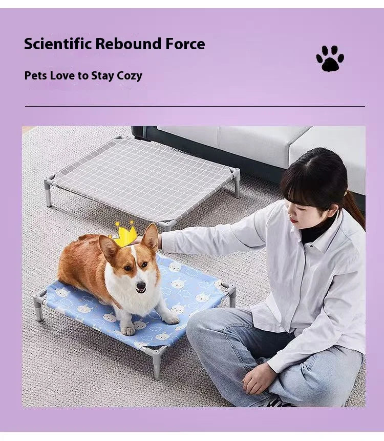 Stainless Steel Pet Cot Elevated Dog Bed - All Season Military Style Removable Washable Moisture Proof for Small Dogs Cats